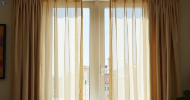 Dull dusty drapes in edens-landing before professional cleaning